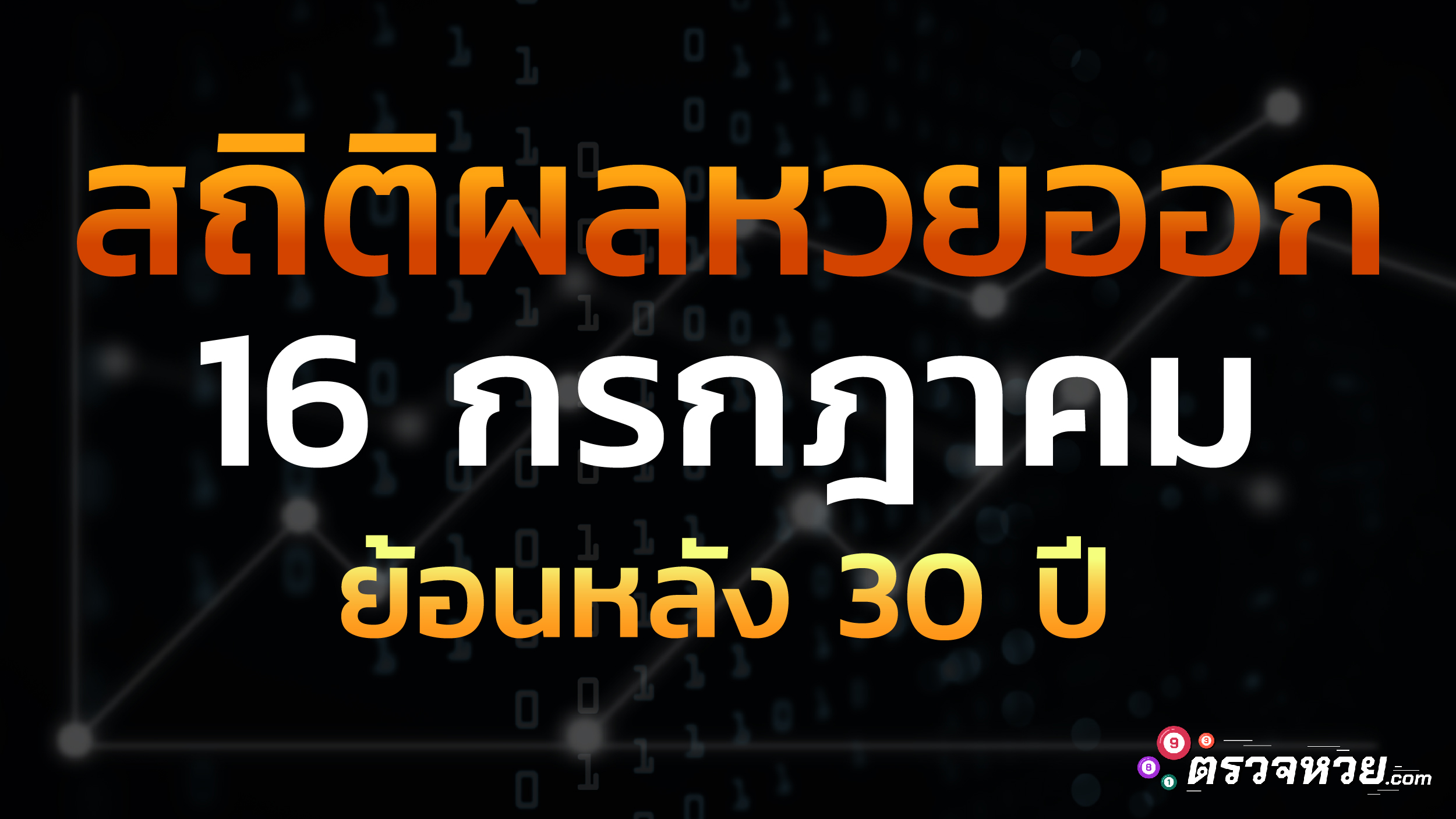 สถิติผลหวยออกวันที่ 16 กรกฎาคม ย้อนหลัง 30 ปี