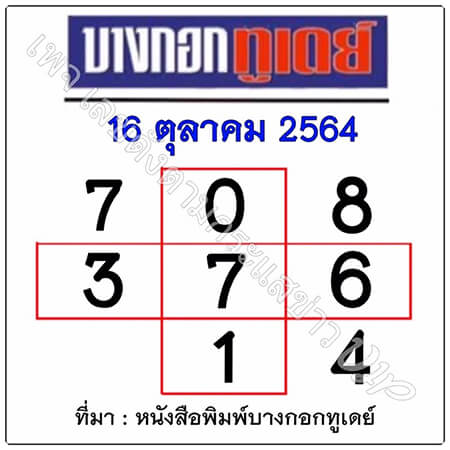 หวยบางกอกทูเดย์16-10-64