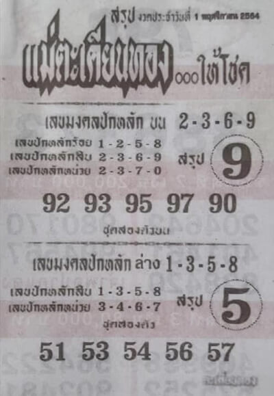 เลขเด็ดแม่ตะเคียน01/11/64