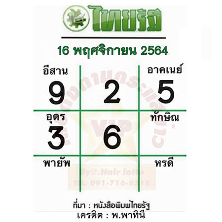 เลขเด็ดไทยรัฐ16/11/64