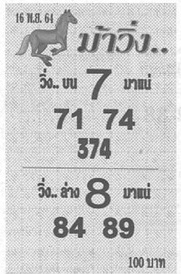 เลขเด็ดม้าวิ่ง16/11/64