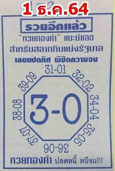 หวยเลขแปดทิศ1/12/64